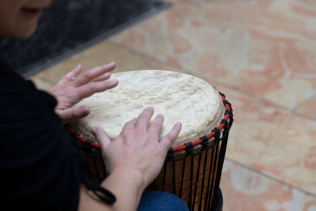 musical bongos being played